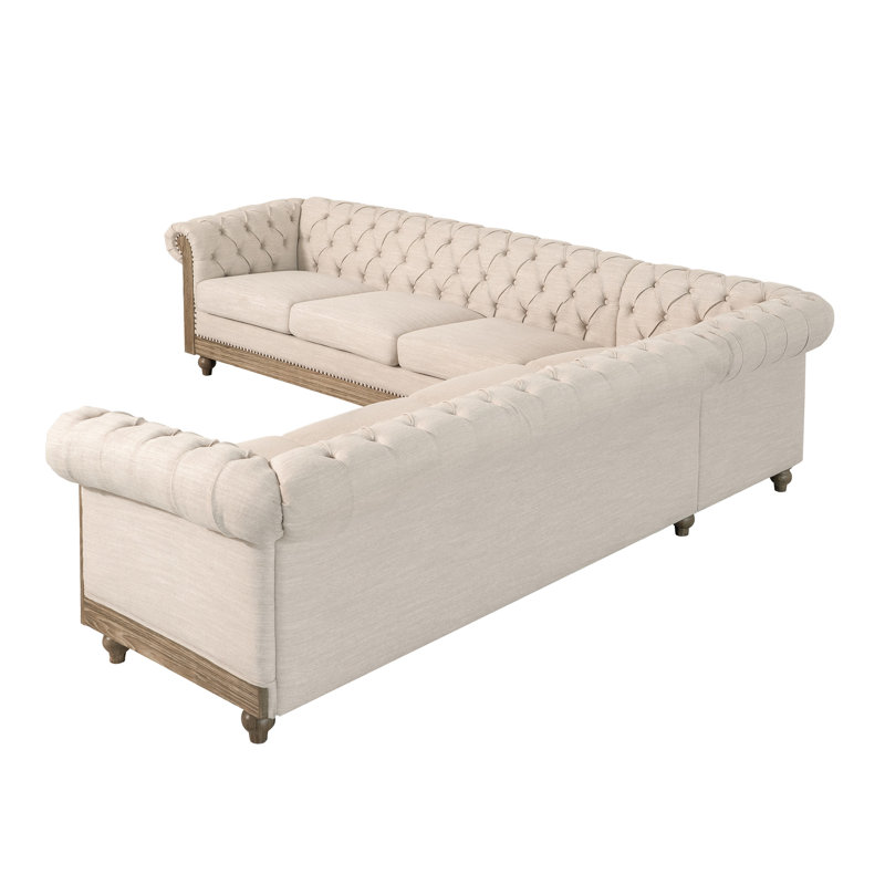 Grand canapé modulaire confortable avec pieds en bois Mirod