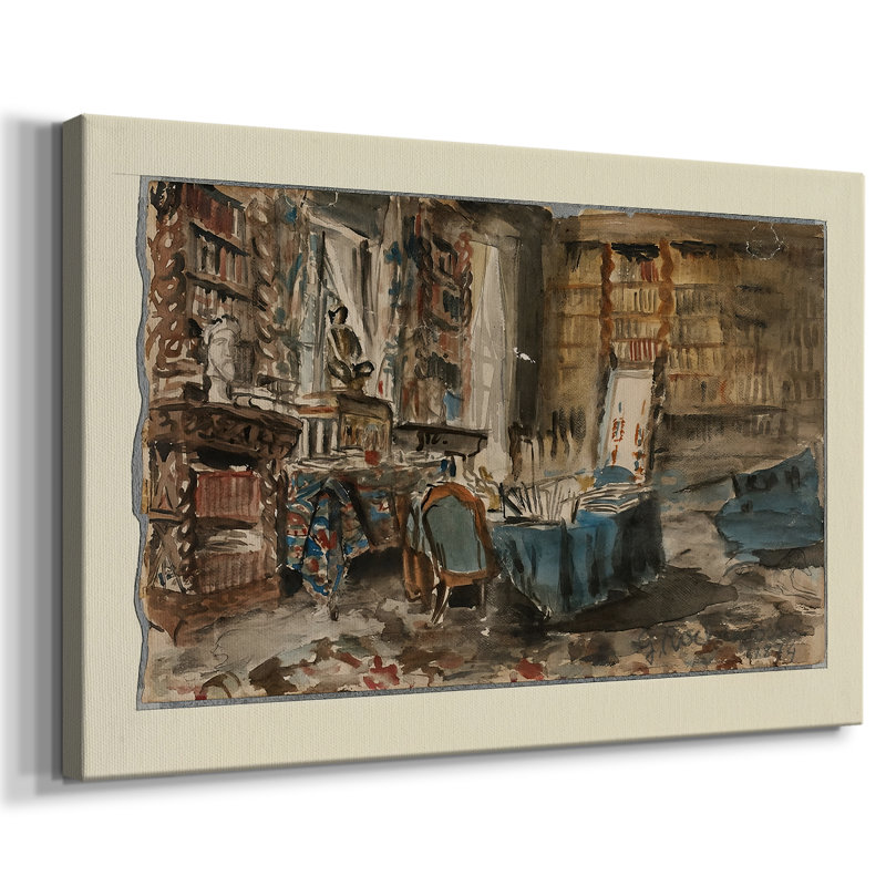 Intérieur d'une bibliothèque / Studio-Georges-Antoine Rochegrosse-Toile tendue avec châssis-1894, 24 x 36