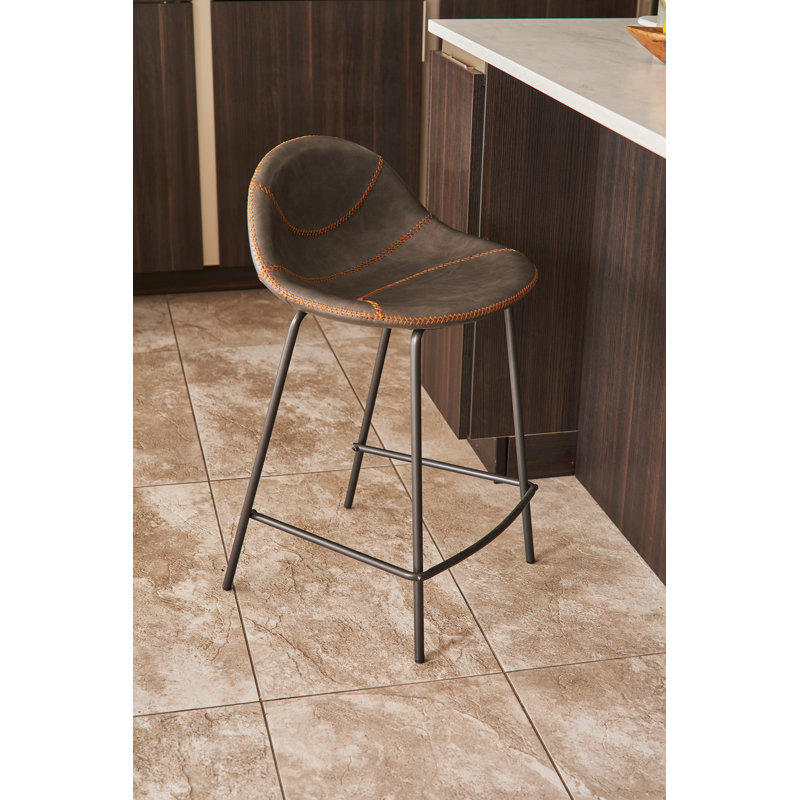 Stitches Upholstered Counter Stool, Grey