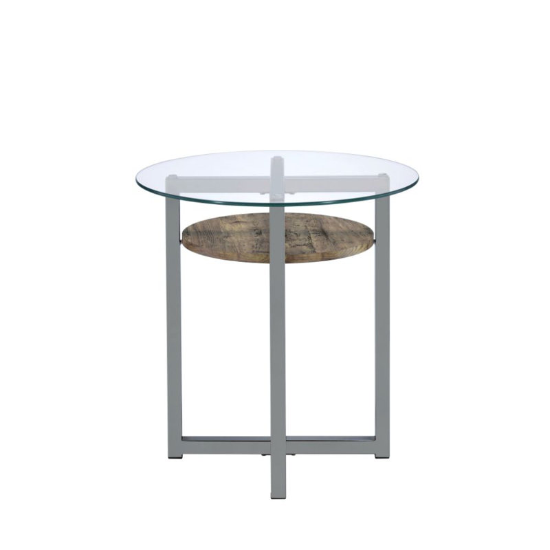 Amaan Glass Top End Table