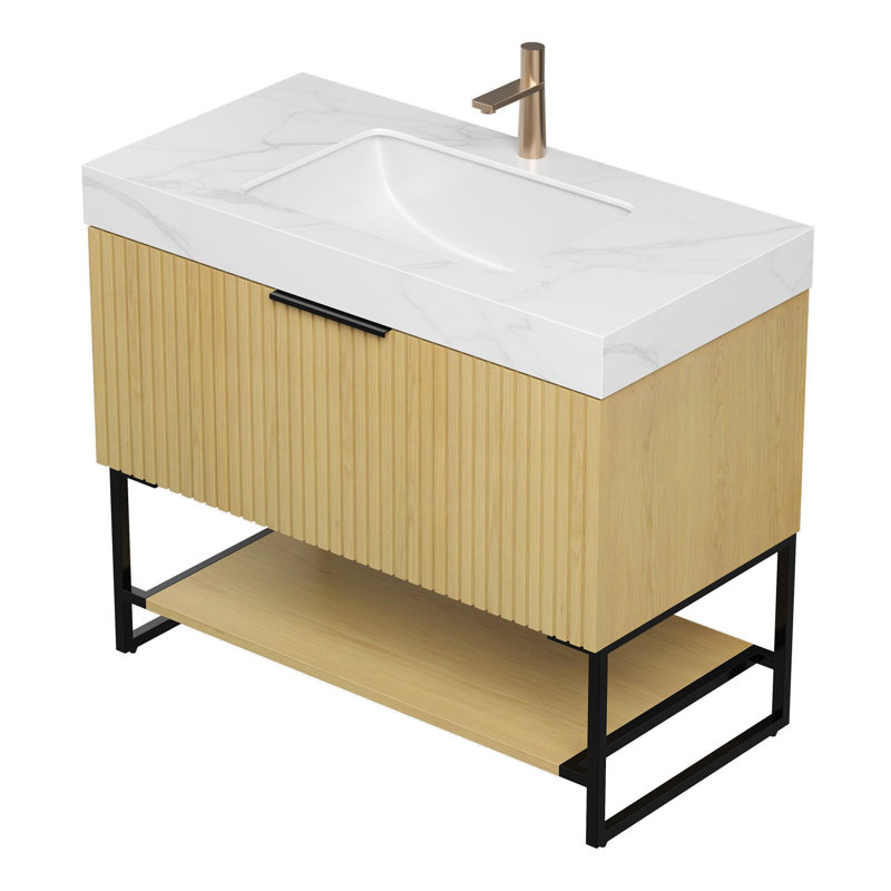 Meuble-lavabo simple 36 po avec lavabo, Chêne doré, 36"