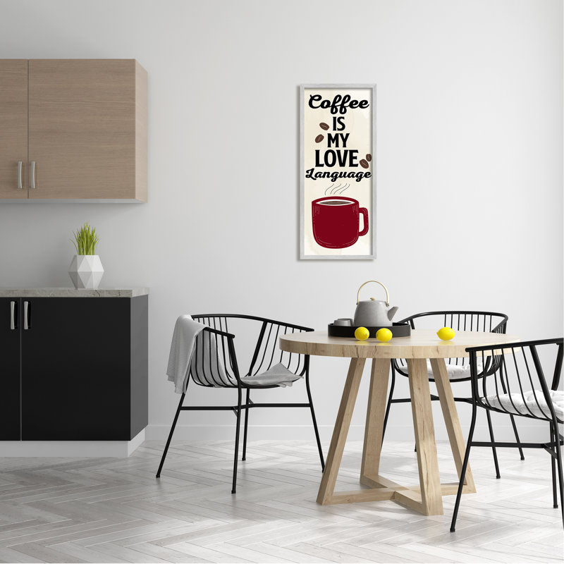 «Coffee Is My Love Langage on Wood» par Kim Allen, reproduction, H 30 po x l 13 po x P 1,5 po, Estampe numérique Farmhouse