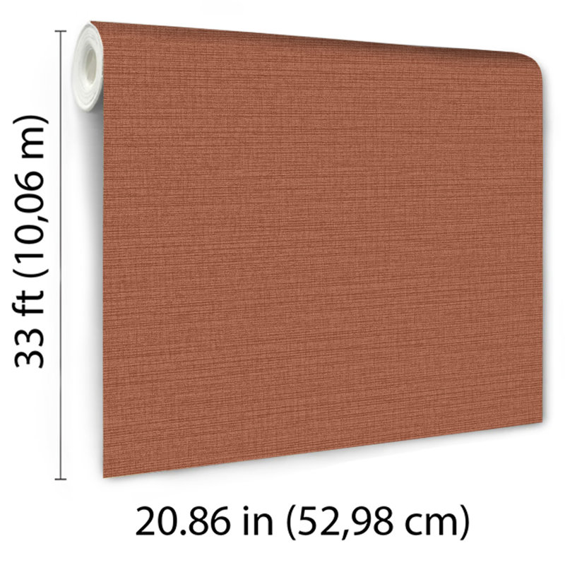 Papier peint horizontal terre cuite texturée Stria, Orange