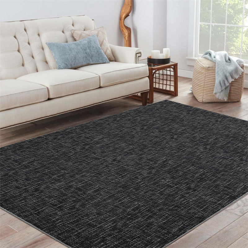 Abstract Area Rug, Rectangle 160 x 230 cm, Black