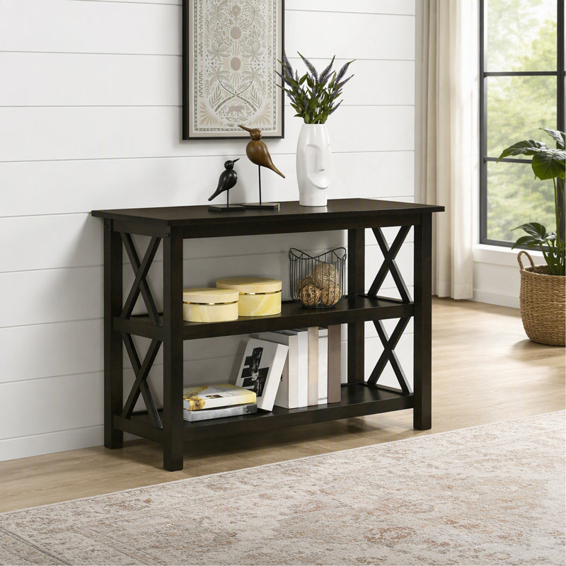 Deep Merlot Console Table with 2-shelf