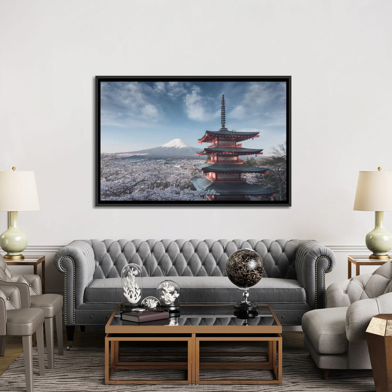 «Spring in Japon XXIV», reproduction de photo sur toile, H 18 po x l 26 po x P 1,5 po, Toile avec cadre noir, Pas de tapis