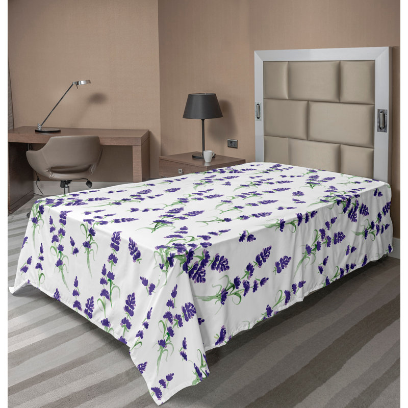 Multicolore Ambesonne, Drap plat pour lit simple, Violet, vert / floral 4
