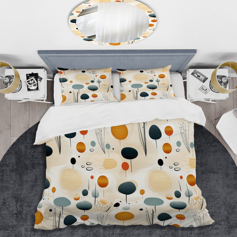 Literie biologique botanique I, Housse de couette pour grand lit et 2 taies décor