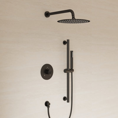 Système de douche à pluie 10 "à pression équilibrée avec douche à main réglable à glissière et valve brute