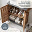 Brown and Grey Under Sink Cabinet with U-Shaped Cut-Out, Double Vented Doors, Towel Holder - Elements Collection