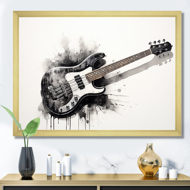 Bass Reverberation Cool Charcoal II, H 34 po x l 44 po x P 1,5 po, Cadre doré simple