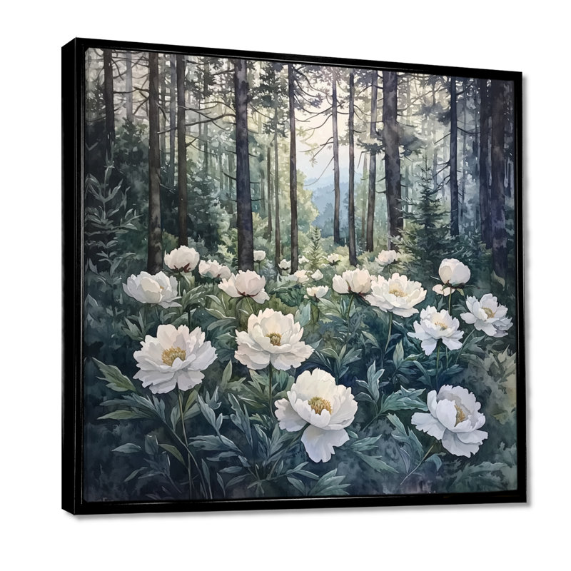 Glynys - art mural floral, H 16 po x l 16 po, Impression encadrée flottante, Noir
