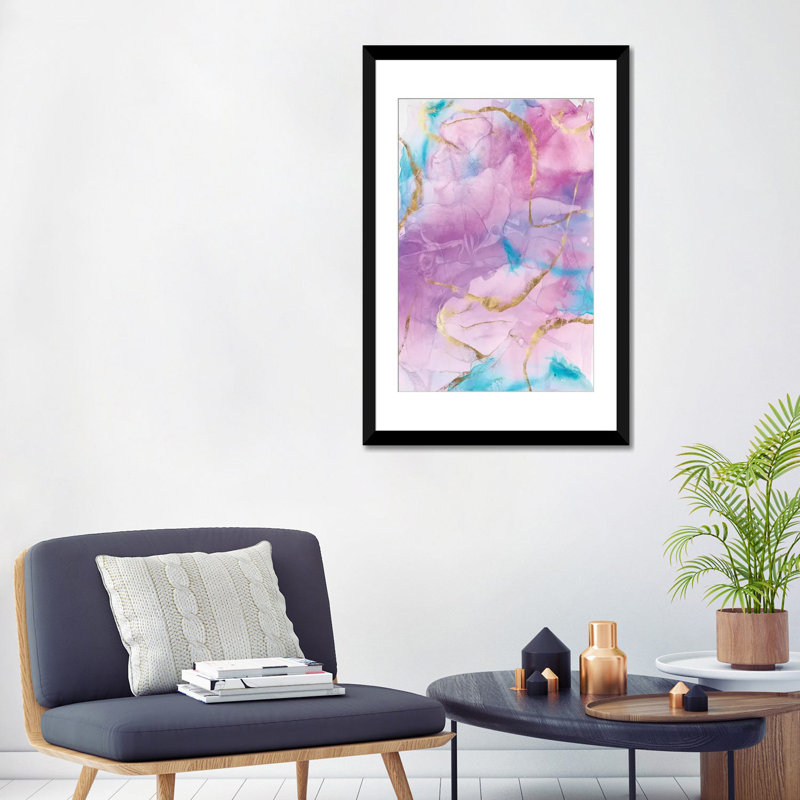 Or surligné doré, reproduction sur toile, Papier beaux-arts encadré noir, H 24 po x l 16 po x P 1 po, Blanc