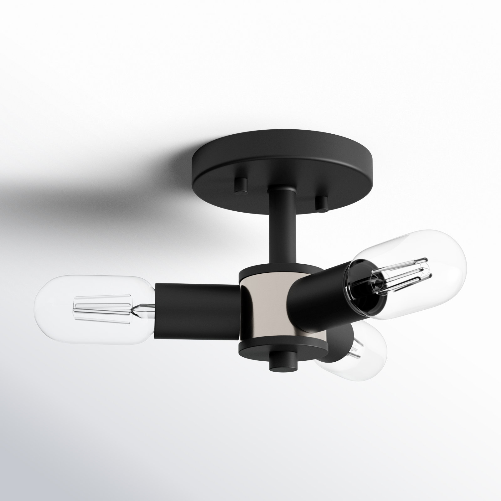 Martella 3-Light Semi Flush Mount, Black