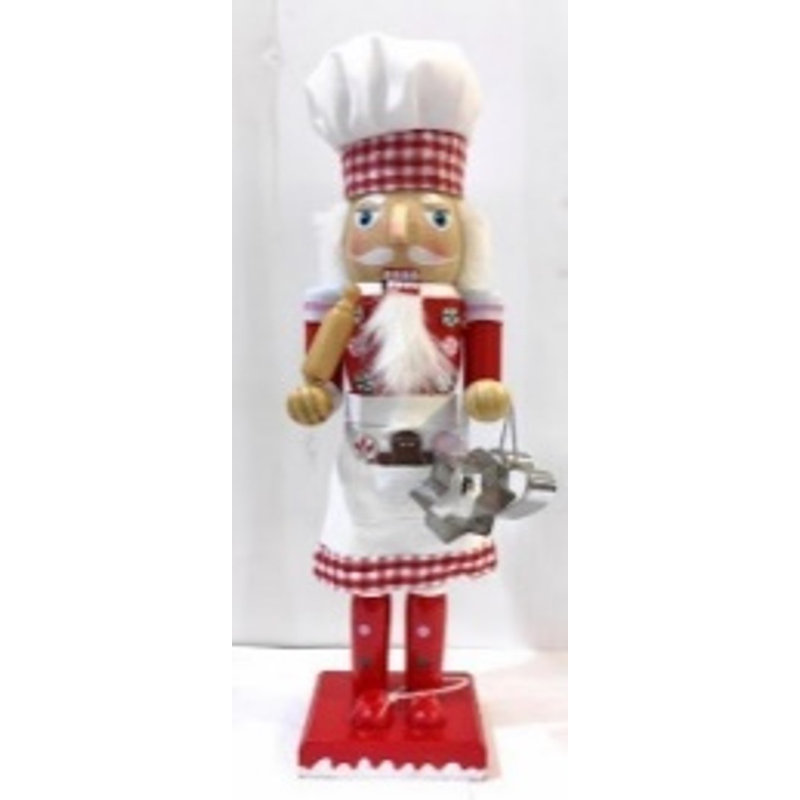Baker With Rolling Pin Nutcracker Christmas Figure - 15" - White And Red