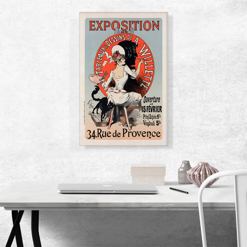 Exposition de peintures et de dessins de Jules Cheret - Reproduction de publicité sur toile tendue