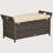 27 Gallon Patio Wicker Storage Bench, Outdoor PE Rattan Patio Furniture, 2-In-1 Large Capacity Rectangle Garden Storage Box With Handles And Cushion, Cream White