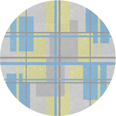 Tapis jaune/bleu à motifs