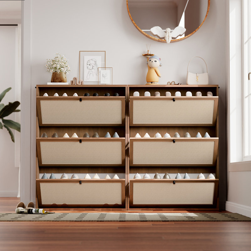 24 Pair Shoe Storage Cabinet, Walnut