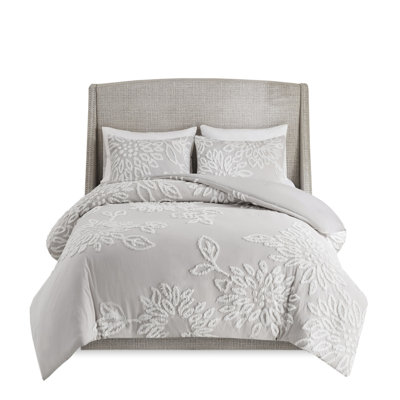 3 Piece Chenille Comforter . Warm Grey/White. . Shabby Chic Decor. Includes 1 And 2 Shams. King/ King. Machine Wash Instructions Grey/White King Size. Bedroom. & Steam Iron For Wrinkle Removal