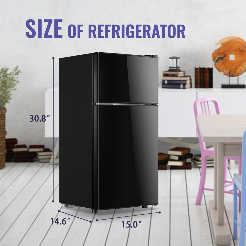 DEMULLER Arcticfresh Storage Suite 2.4 Cubic Feet Freestanding Mini Fridge with Freezer, Black