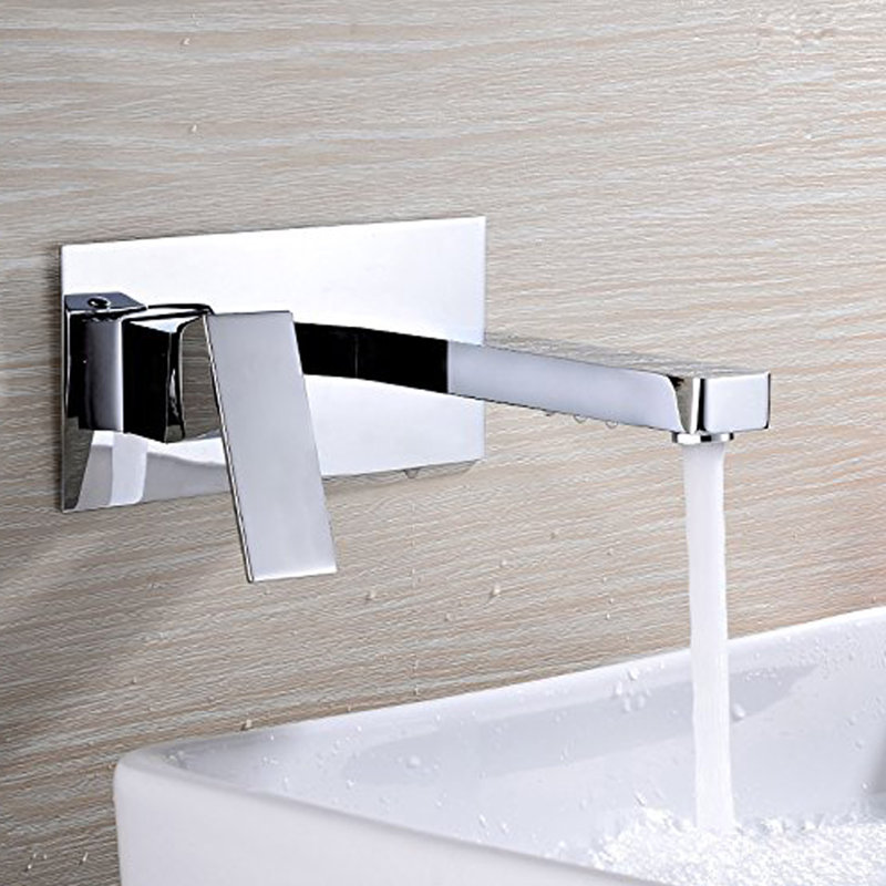 SUMERAIN Bathroom Vanity faucet, Vanities Faucets Wall Sink Faucet Single Hole with Left-Handed, Chrome