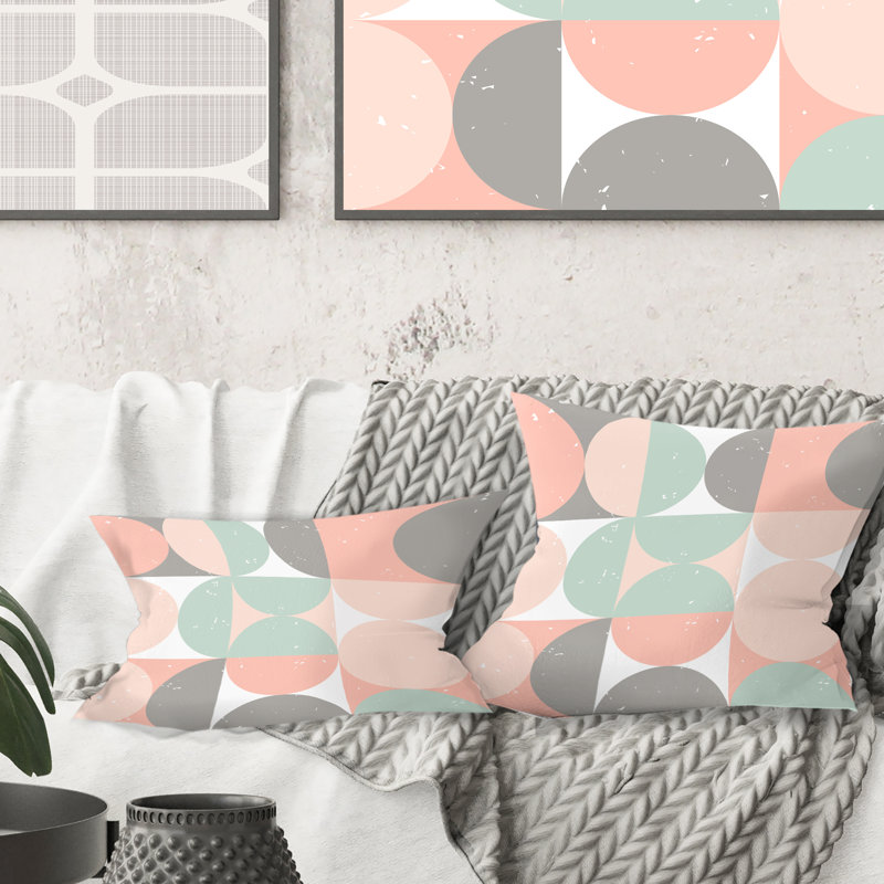 Coussin décoratif rétro à motif pastel circulaire II - Mid-Century