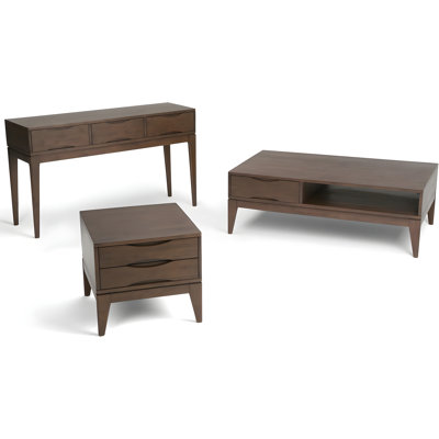 Table de bout moderne en bois massif massif Mid-Century avec tiroirs pour le salon et la chambre à coucher