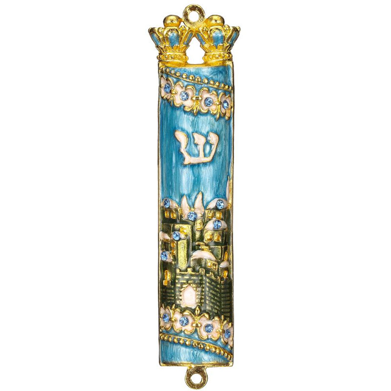 Mezuzah bleu jérusalem city, Bleu ciel