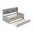 Twin Size Wooden Captain Bed With Built-In Bookshelves,Three Storage Drawers And Trundle,Light Grey