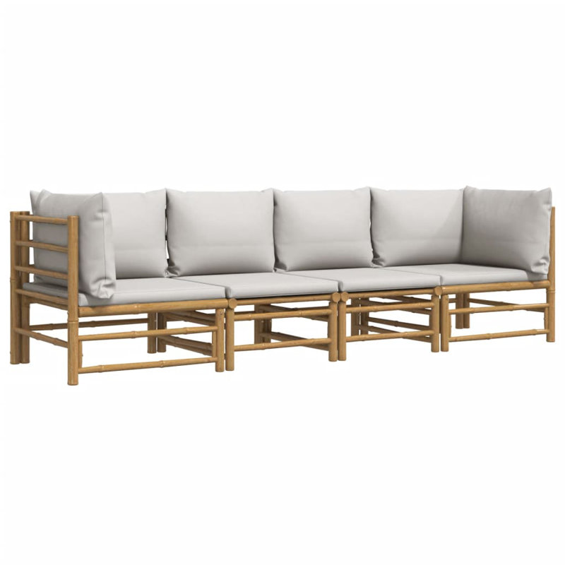 Patio Sectional Set with Cushions, Light Gray
