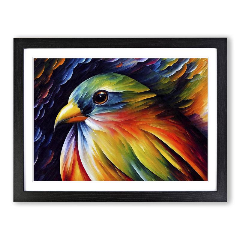 Bird Painting Vol.2 Abstract - Single Picture Frame Print, Black, 25cm H x 34cm W x 2cm D