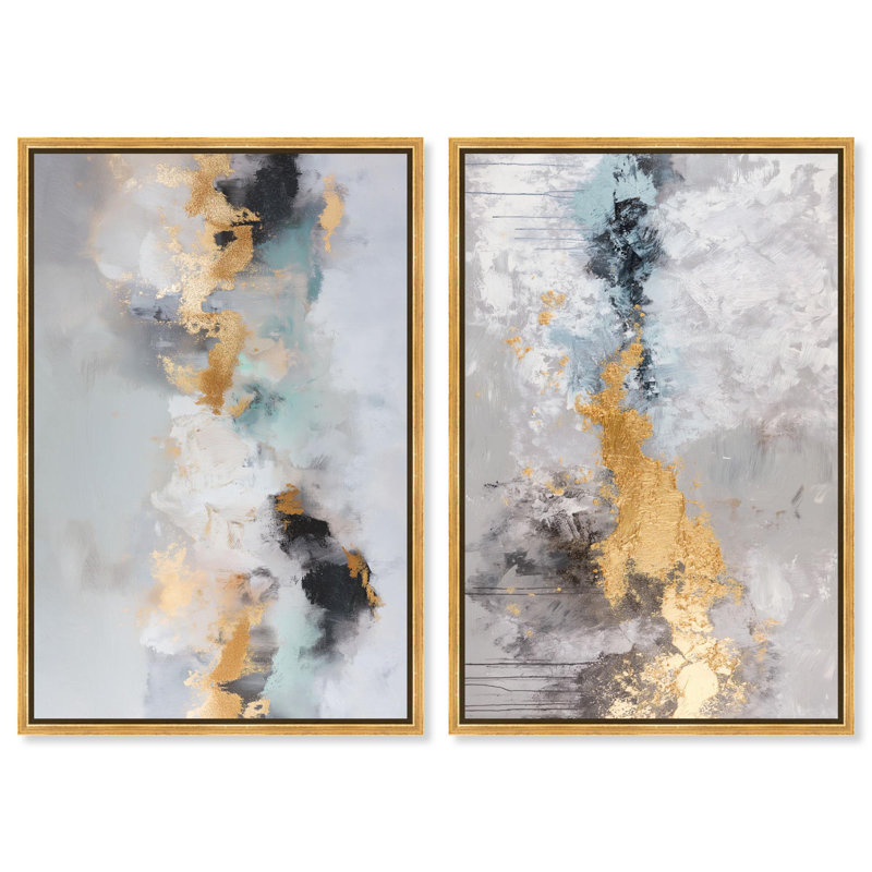 Ensemble de 2 reproductions d'art sur toile Gilded Luxe Duo , H 25 po x l 17 po, Gold