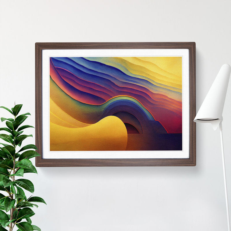 Audio Soundwave - Framed Print, 34cm H x 46cm W, Walnut Framed