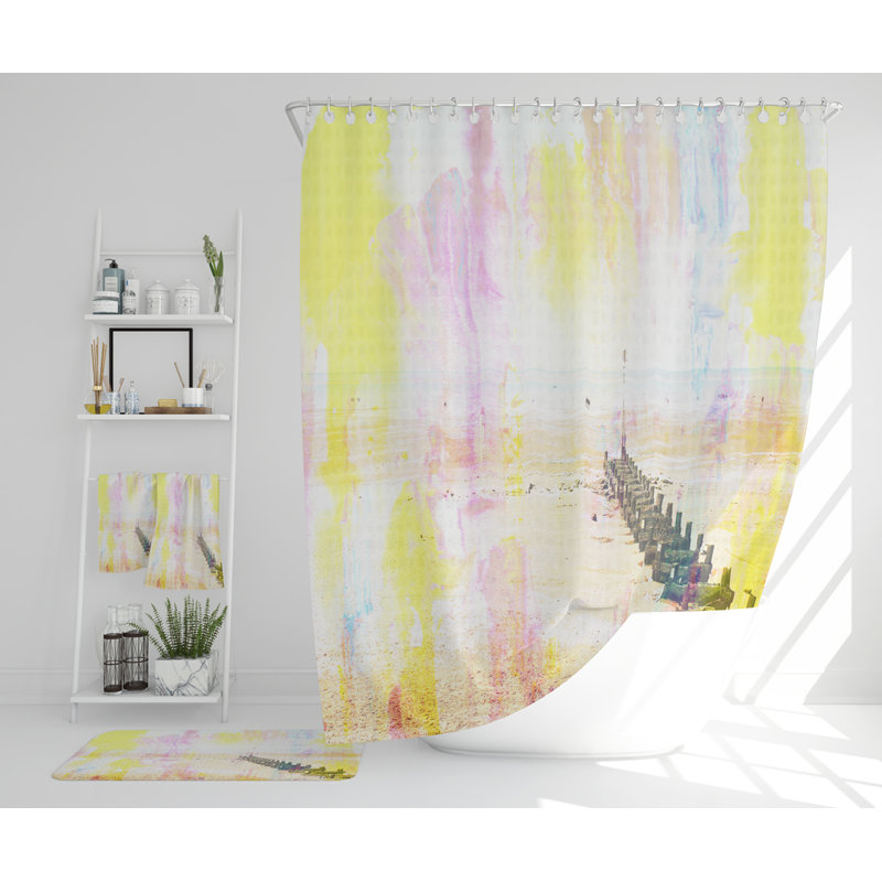 Navea Polyester Shower Curtain Set, Yellow