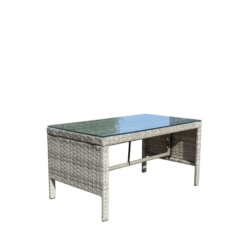 Table basse d'extérieur 1 table basse avec verre trempé transparent