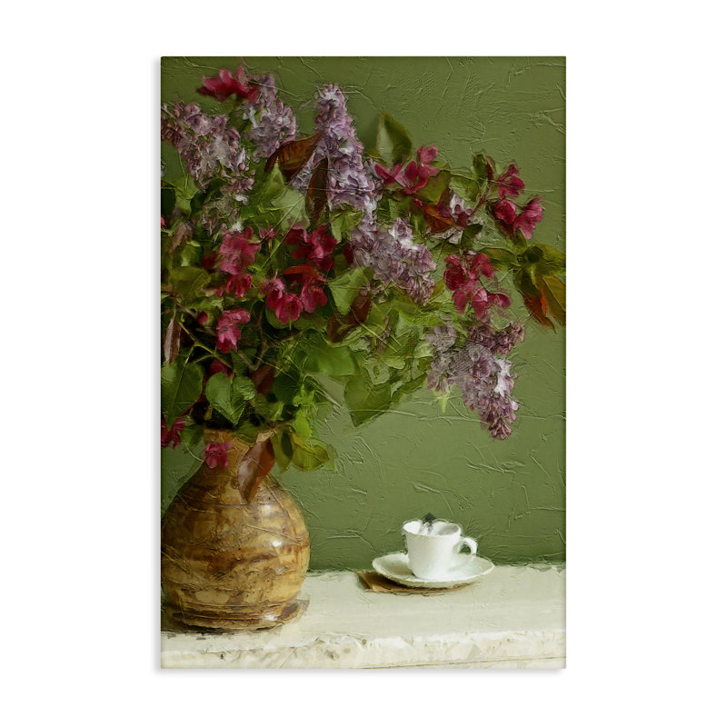 Fleurs et tasse de thé, art mural par Sundance Group, LLC., H 45 po x l 30 po
