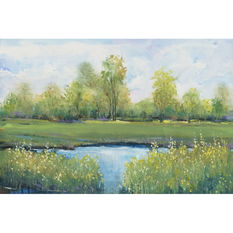 «Tranquil Park II», peinture sur toile, H 12 po x l 18 po