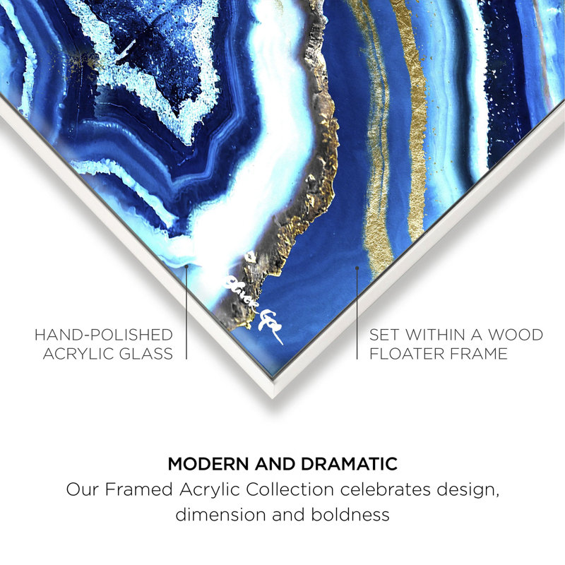 Adore Cyan Geode Abstract Framed Acrylic Art by Oliver Gal, 13" H x 13" W