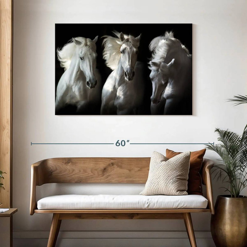 Brampt Three White Horses, 30" H x 45" W