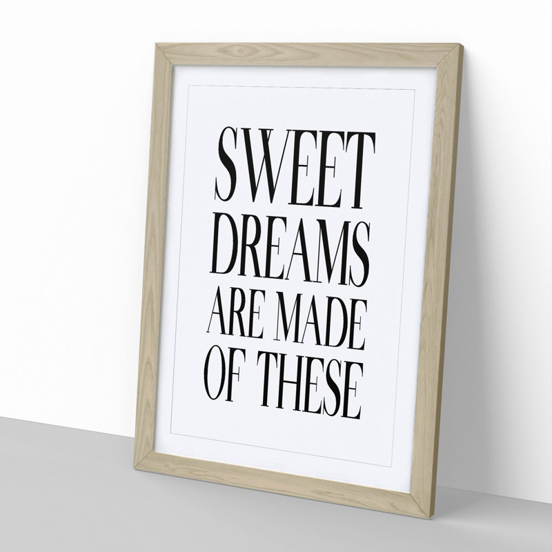 Sweet Dreams - Picture Frame Typography, Oak Framed, 90cm H x 65cm W x 2cm D