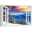 Fenêtre de paysage «Window View Colorado Winter Christmas Mountain Range Nature Scenic Landscape» sur toile-98448632