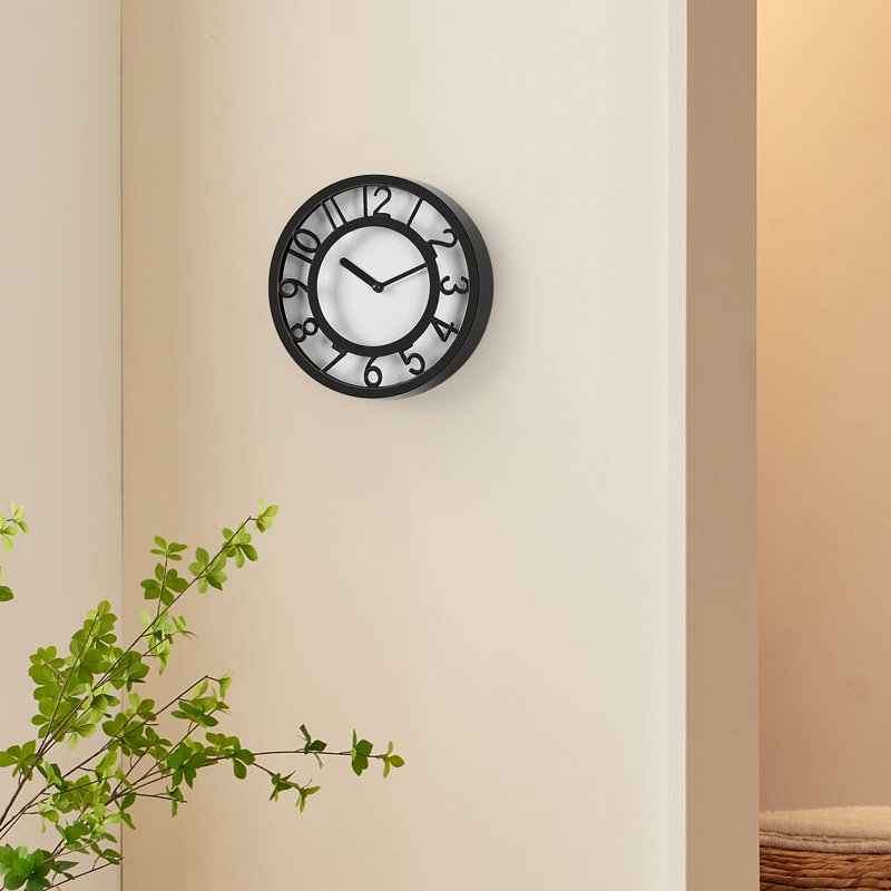 Wall clock Plastic Silent Suitable for decoration 8in Black