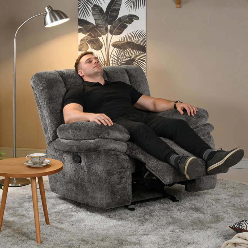 Transitional Glider Manual Recliner Chair, Dark Gray