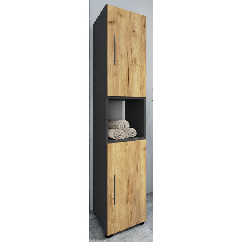 Sharese Freestanding Bathroom Cabinet, Natural/Black