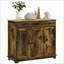 Buffet avec plateau en bois massif | Armoire de rangement moderne brun rustique, 3 tiroirs, 2 portes, tablette réglable | Bois massif | Bois d'ingénierie