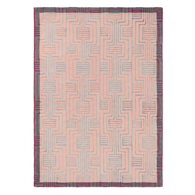 Hand Tufted Geometric Area Rug in Pink