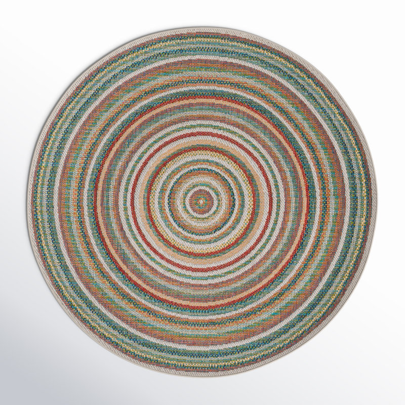 Multicolored indoor/outdoor carpet Lucidia, Rond 5 pi 3 po