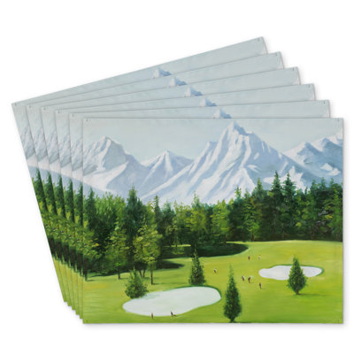 Polyester Bonniview Set of 6 - Golf Course Mountains View