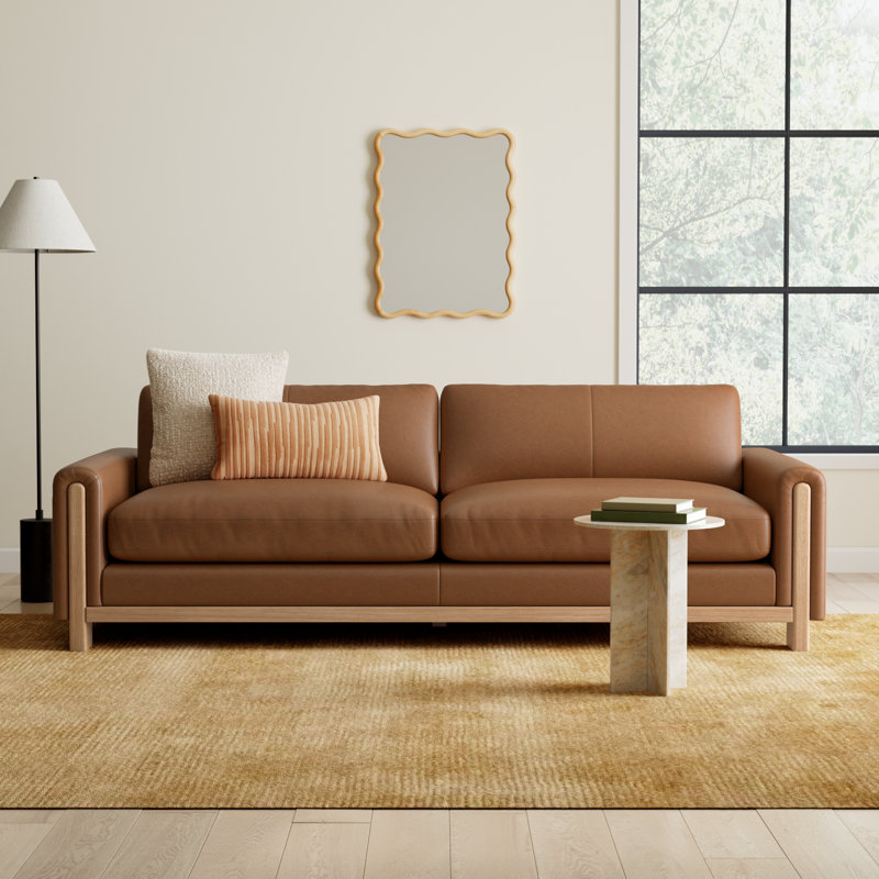Adika 98.8'' Genuine Leather Upholstered Sofa